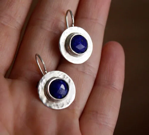 Lapis, aretes egipcios en plata y lapislázuli