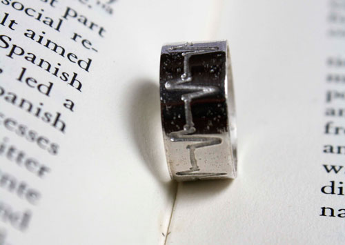 Latido del corazón, anillo línea de vida en plata