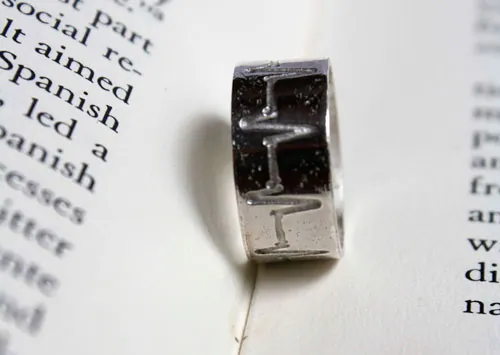Latido del corazón, anillo línea de vida en plata