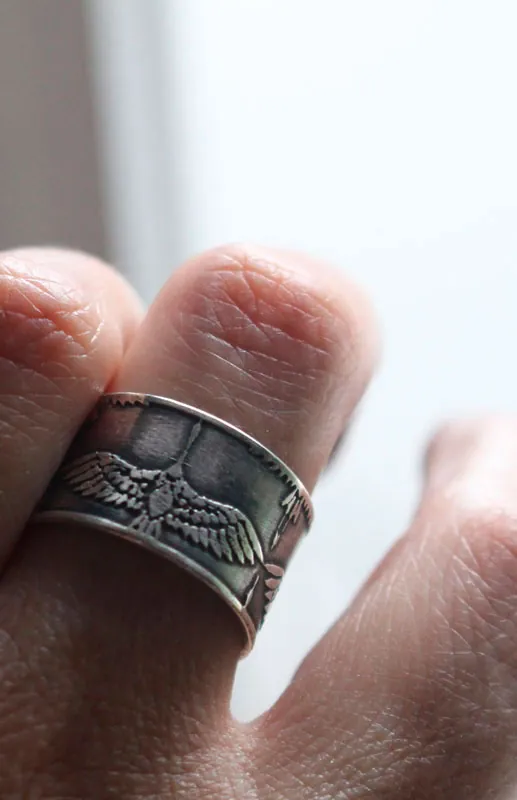 Leyenda de las 1000 grullas, anillo pájaro japonés en plata