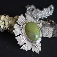 Liquen aventurina, collar simbiótico en plata y aventurina