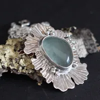 Liquen fluorita, collar simbiótico en plata y fluorita