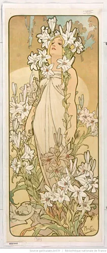 Lirio de Mucha, anillo flor del Art Nouveau en plata