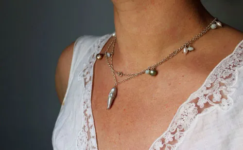 Lluvia de nácar, collar, tobillera, pulsera lluvia de colores en plata, amazonita y perla de agua dulce