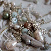 Lluvia de nácar, collar, tobillera, pulsera lluvia de colores en plata, amazonita y perla de agua dulce