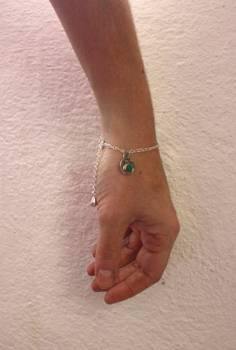 Lluvia de primavera, pulsera renacimiento en plata, piedra de luna y ágata verde