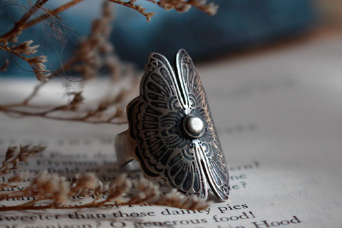 Los amantes mariposa, anillo de leyenda china en plata