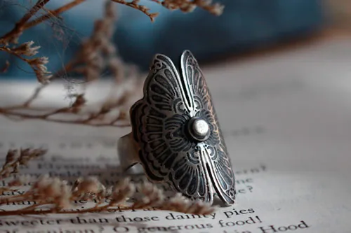 Los amantes mariposa, anillo de leyenda china en plata