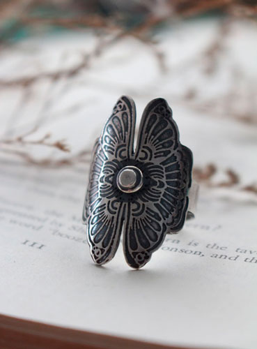 Los amantes mariposa, anillo de leyenda china en plata