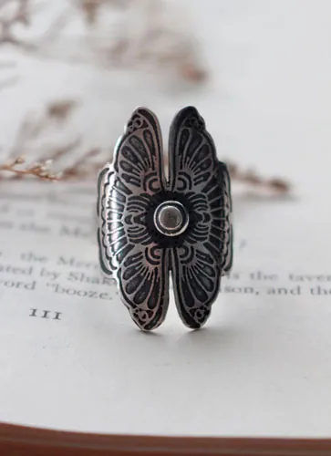 Los amantes mariposa, anillo de leyenda china en plata