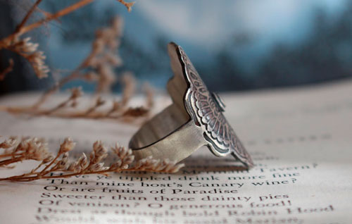 Los amantes mariposa, anillo de leyenda china en plata