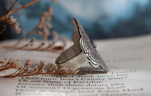 Los amantes mariposa, anillo de leyenda china en plata