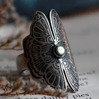 Los amantes mariposa, anillo de leyenda china en plata
