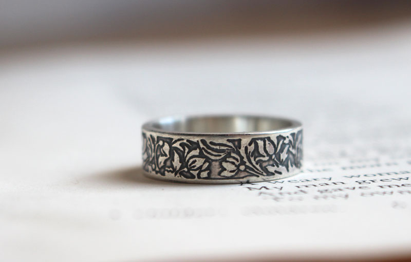 Loto, anillo flor acuática en plata