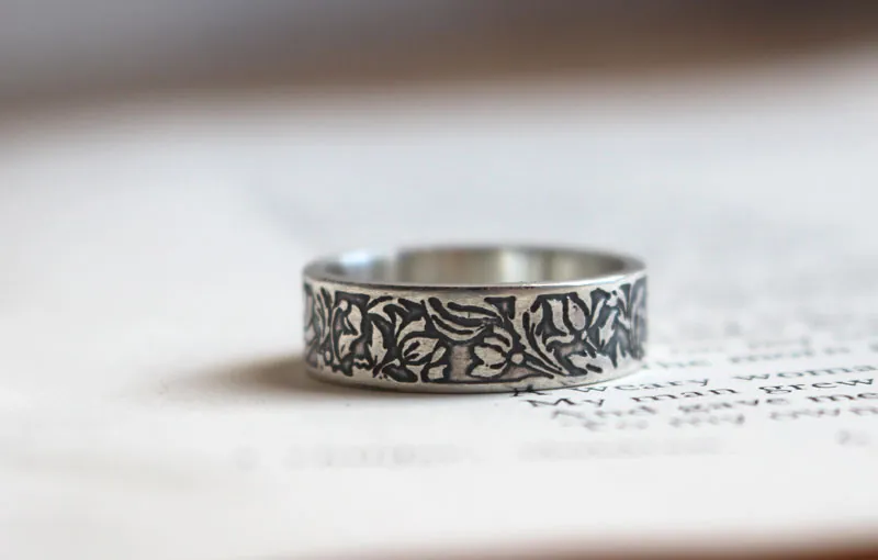 Loto, anillo flor acuática en plata