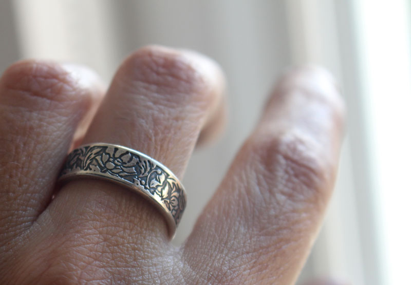 Loto, anillo flor acuática en plata
