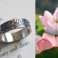 Loto, anillo flor acuática en plata