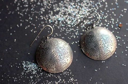 Luna azul, aretes luna llena en plata