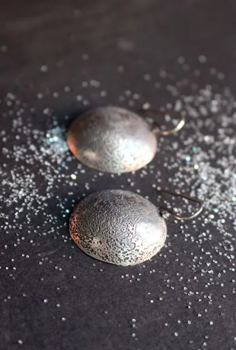 Luna azul, aretes luna llena en plata