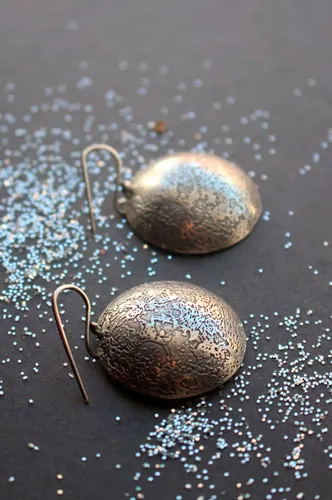 Luna azul, aretes luna llena en plata