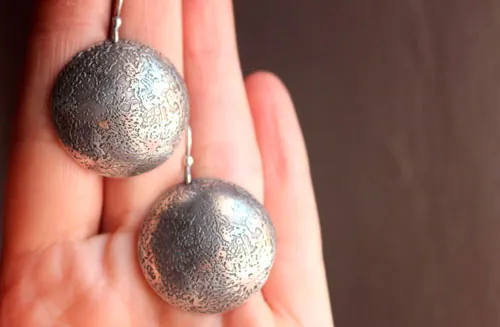 Luna azul, aretes luna llena en plata