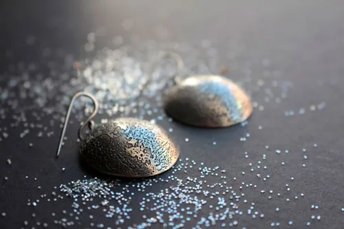 Luna azul, aretes luna llena en plata