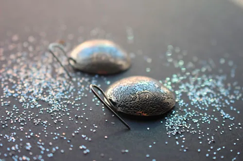 Luna azul, aretes luna llena en plata