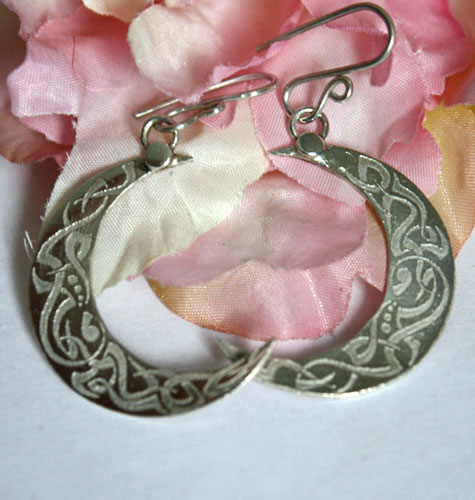 Luna celta, aretes astro nocturno celta en plata