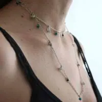 Majorelle, collar, tobillera y pulsera jardín azul en plata, turquesa, amazonita, labradorita, lapislázuli y jade