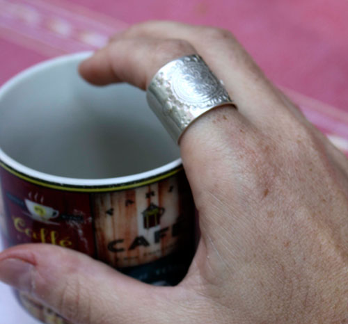 Mandala flor, anillo de meditación en plata