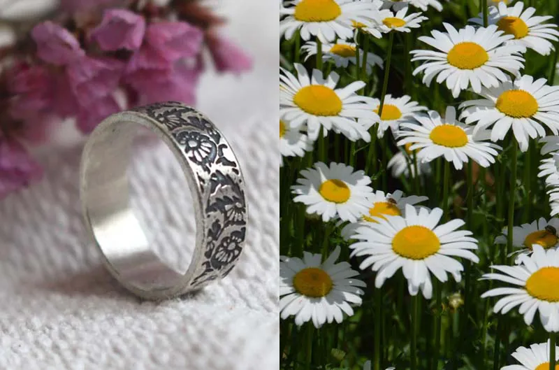 Margarita, anillo flor en plata