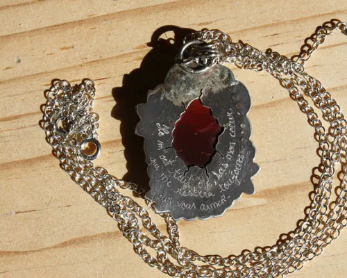 María Antonieta, collar flor barroca camafeo en plata y jaspe mookaíta