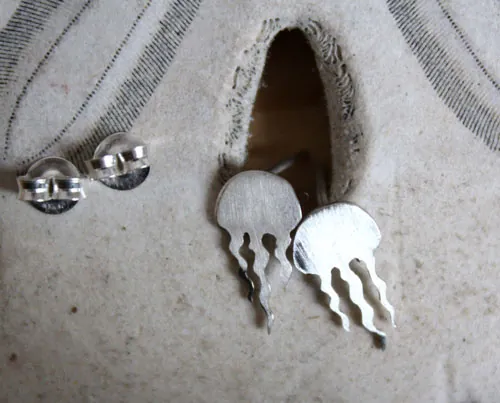 Medusa, aretes animal marino en plata