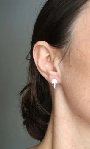 Medusa, aretes animal marino en plata