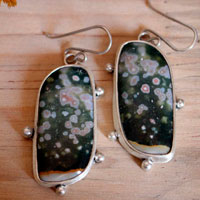 Melody of the universe, celestial vault earrings in silver and ocean jasper
