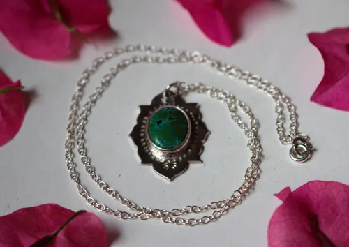 Milli, collar indio en plata y turquesa