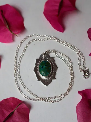 Milli, collar indio en plata y turquesa
