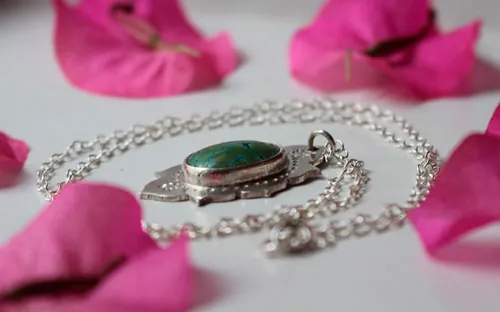 Milli, collar indio en plata y turquesa