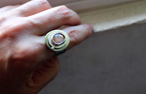 Morning dew, nature’s awakening ring in silver and pink sapphire