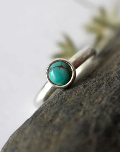 Myosotis, anillo flor azul en plata y turquesa