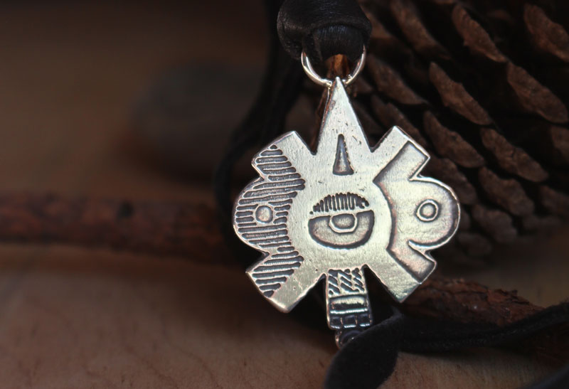 Nahui Ollin, Aztec equinox and solstice necklace in silver