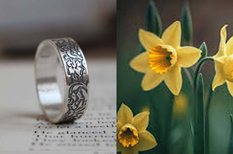 Narciso, anillo flor en plata