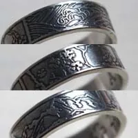 Naturaleza, anillo trío de paisajes en plata