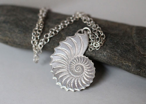 Nautiloide, collar eterno de nautilus en plata