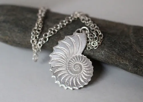 Nautiloide, collar eterno de nautilus en plata