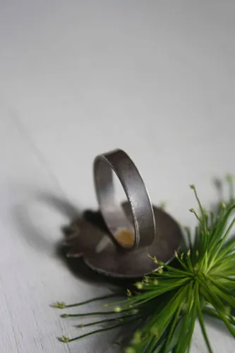 Nenúfar, anillo estanque, lirio de agua y loto en plata y jaspe imperial real
