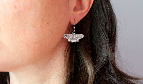 Night dance, moth earrings in sterling silver