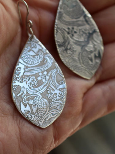 Nishikigoi, Japanese koi fish earrings in sterling silver