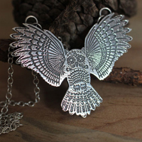 Nocturne, owl protector of the night necklace in sterling silver