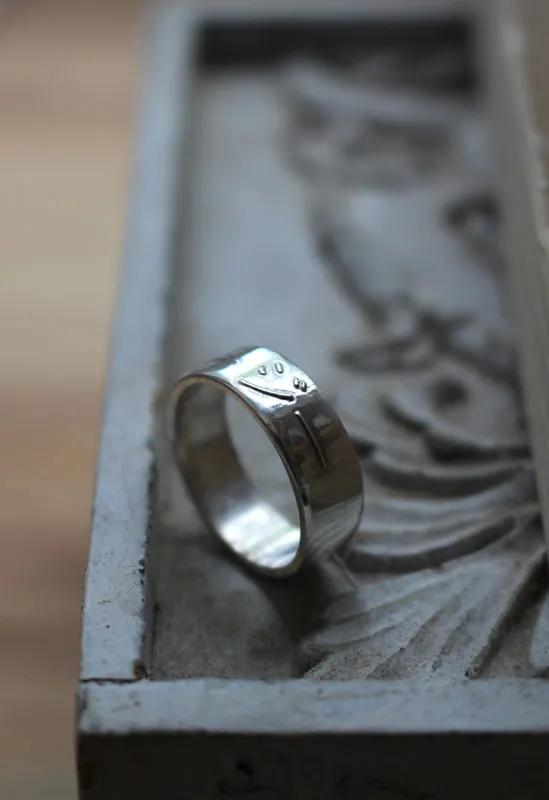 Nombre japonés, anillo kanji, pictograma de Japón, en plata